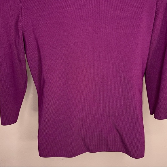 Vintage 90s George Small Purple Knit Cardigan Sweater  3/4 Sleeve  Stretch Retro - Picture 9 of 12
